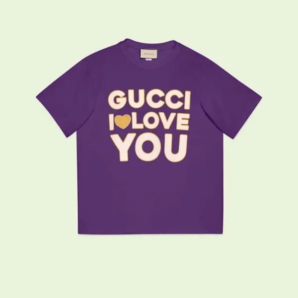 구찌 남/녀 퍼플 크루넥 반팔티 - Gucci Unisex Purple Short slee… - 1