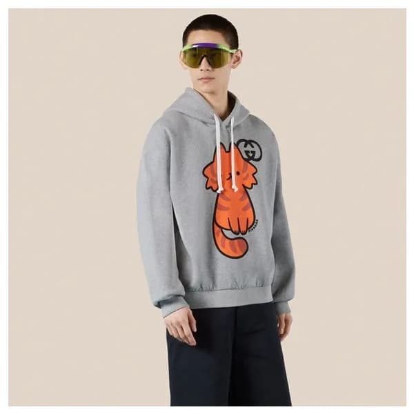 구찌 남/녀 트렌디 그레이 후드티 - Gucci Unisex Gray Hoodie - g… - 1