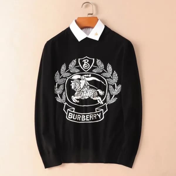 버버리 남성 블랙 크루넥 스웨터 - Burberry Mens Black Sweaters -… - 1