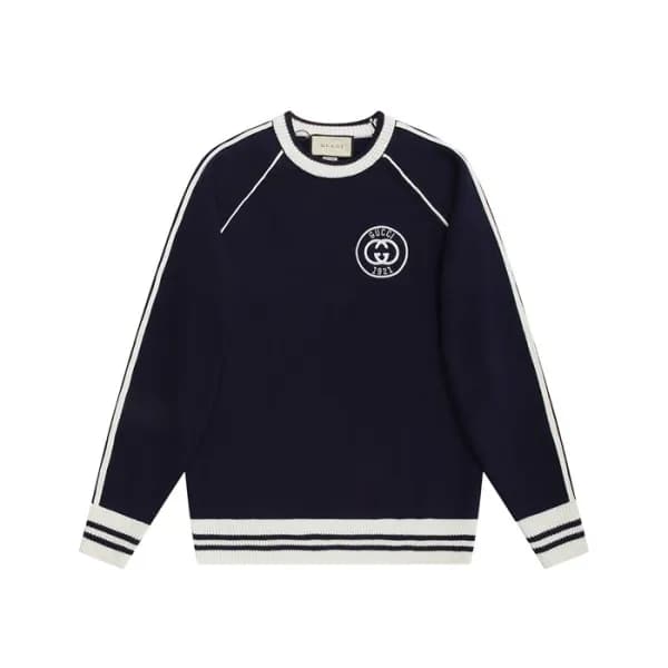 구찌 남성 네이비 크루넥 스웨터 - Gucci Mens Navy Sweaters - gu1… - 1