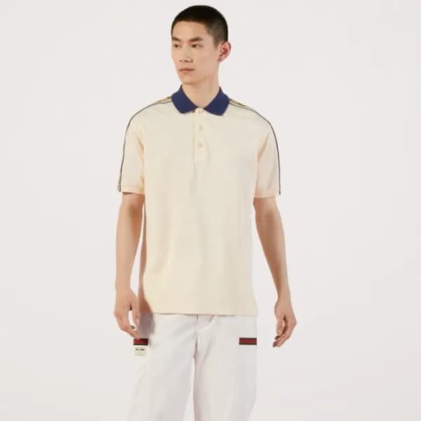 구찌 남성 아이보리 폴로 반팔티 - Gucci Mens Polo Short sleeved … - 1