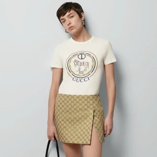 구찌 여성 아이보리 티셔츠 - Gucci Womens Ivory Tshirts - guc3… - 1
