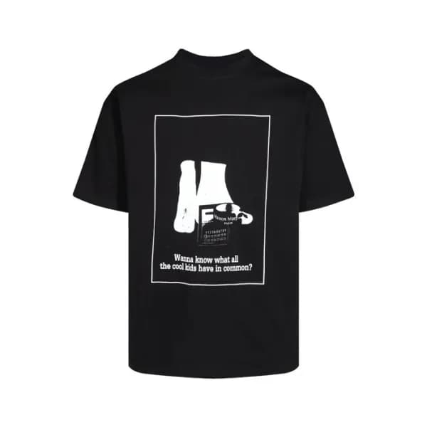 메종 마르지엘라 남/녀 블랙 반팔 티셔츠 - Maison Margiela Unisex Bl… - 1