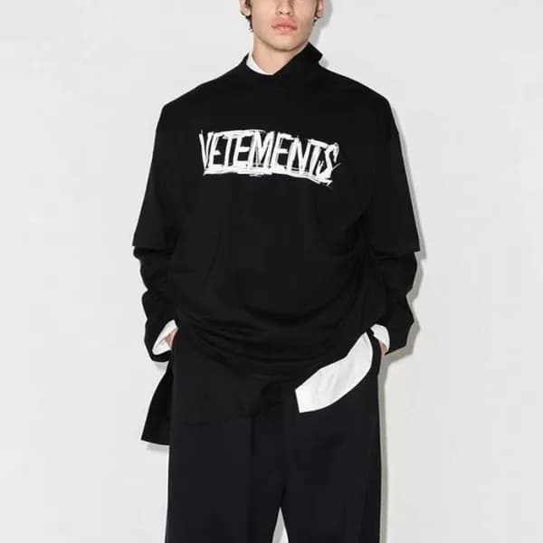 베트멍 남/녀 블랙 반팔 티셔츠 - Vetements Unisex Over Size Tsh… - 1