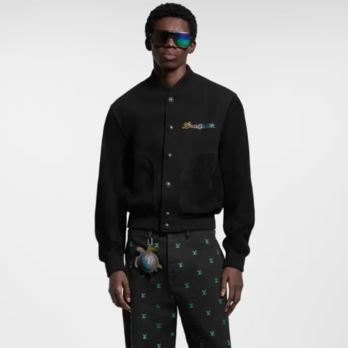 루이비통 남성 레더 믹스 바시티 블루종 - Louis vuitton Mens Leather… - 1
