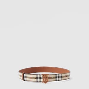 버버리 남성 체크 레더 TB 벨트 - Burberry Mens Check Leather T…