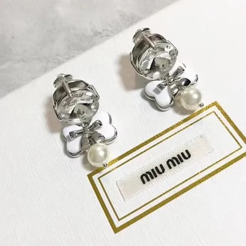 MIU MIU White Gold Earring - 미우미우 여성용 18k도금 화이트 골드… - 1