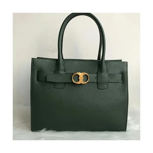 Tory Burch Leather Green Link Tote Bag,34cm - 토리버치… - 1