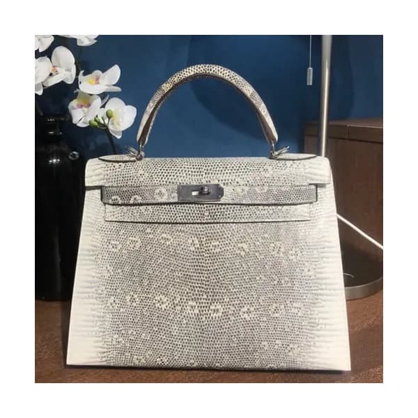 Hermes Kelly Lizard Leather Tote Shoulder Bag ,25c… - 1