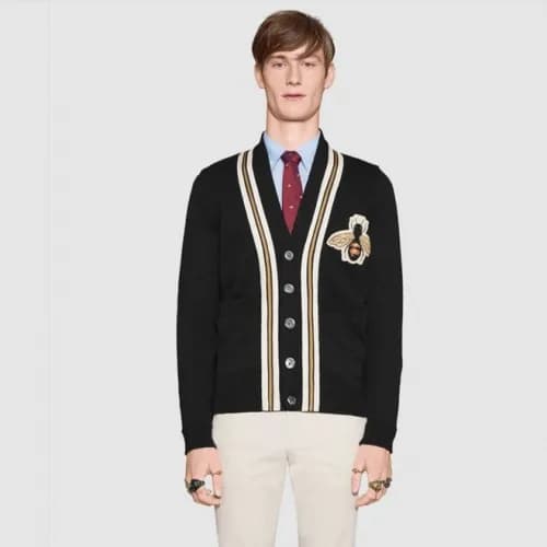 Gucci 2018 Honey Bee V-Neck Wool Cardigan - 구찌 꿀벌 … - 1