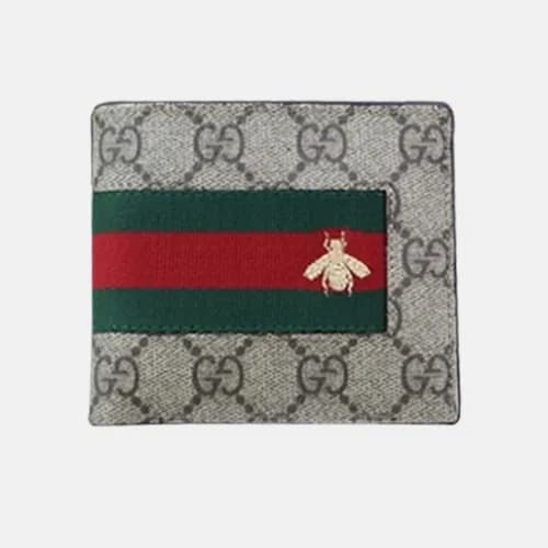 Gucci 2019 Mens GG Supreme Web Embroidery Bifold W… - 1
