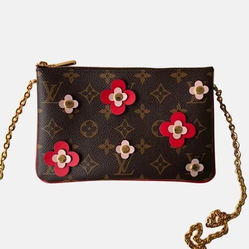 Louis Vuitton 2019 Pochette Flower Double Zip Chai… - 1