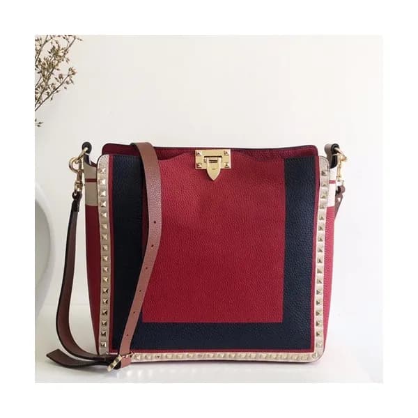 Valentino 2019 Leather Rockstud Large Hobo Shoudle… - 1