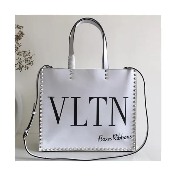 Valentino 2019 Leather VLTN Rockstud Tote Shoudler… - 1