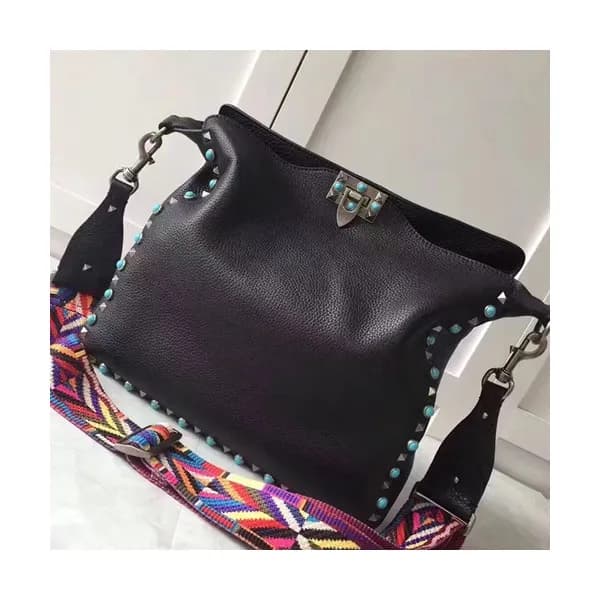 Valentino 2019 Leather Rockstud Shoudler Bag,31CM … - 1