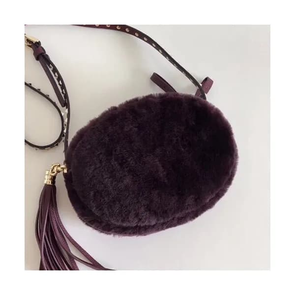 Valentino 2019 Fur & Leather Shoudler Cross Bag,2… - 1