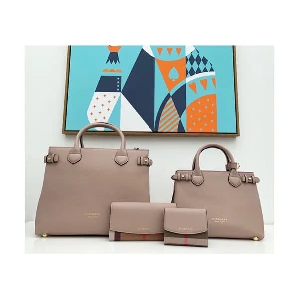 Burberry 2019 Leather Banner Tote Shoulder Bag, 26… - 1