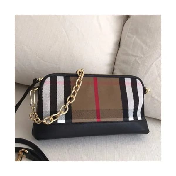 Burberry 2019 House Check Canvas Shoulder Cross Ba… - 1