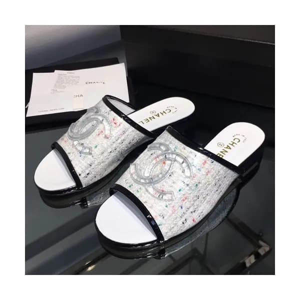 Chanel 2019 Ladies Tweed & PVC Slipper - 샤넬 2019 여… - 1