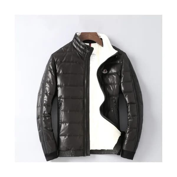 Moncler 2019 Mens Logo Casual Goose Down Leather J… - 1