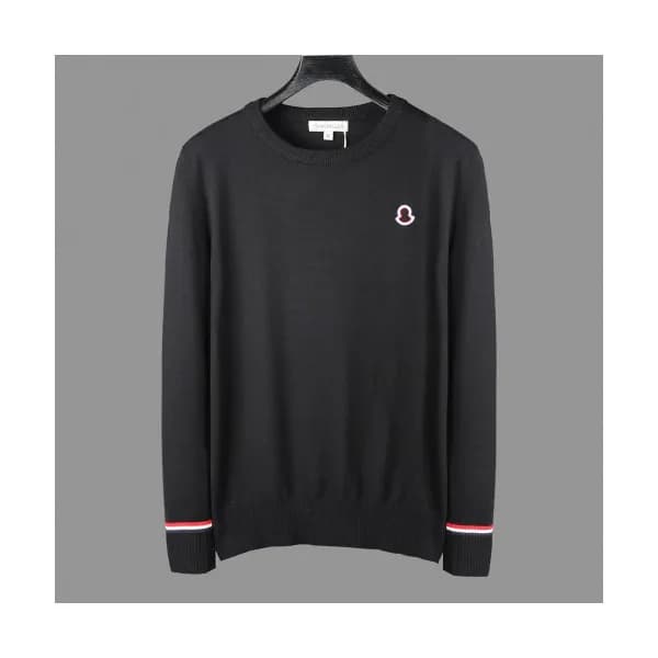 Moncler 2019 Mens Retro Logo Crew-neck Wool Sweate… - 1