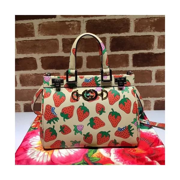 Gucci 2020 Zumi Strawberry Handle Tote Shoulder Ba… - 1