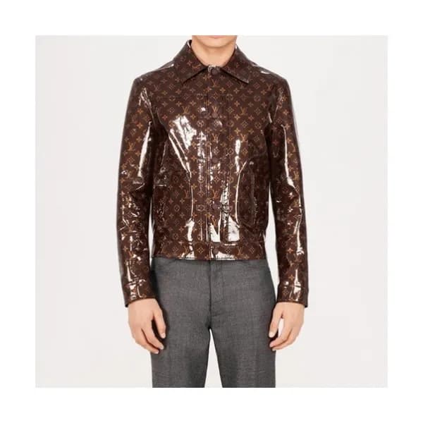 Louis vuitton Mens Logo Leather Jackets Brown - 루… - 1