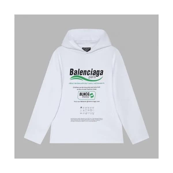 Balenciaga Mm/Wm Logo Cotton Hoodie White - 발렌시아가… - 1