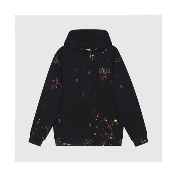 Dior Mm/Wm Logo Casual Cotton Hoodie Black - 디올 … - 1