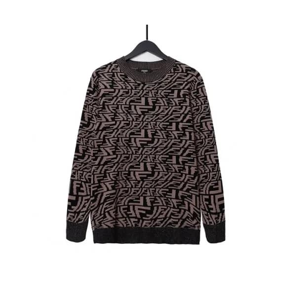 Fendi Mens Logo Crew-neck Sweaters Black - 펜디 202… - 1