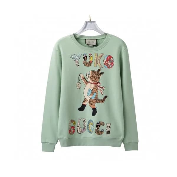 Gucci Unisex Logo Crew-neck Cotton Tshirts Mint -… - 1