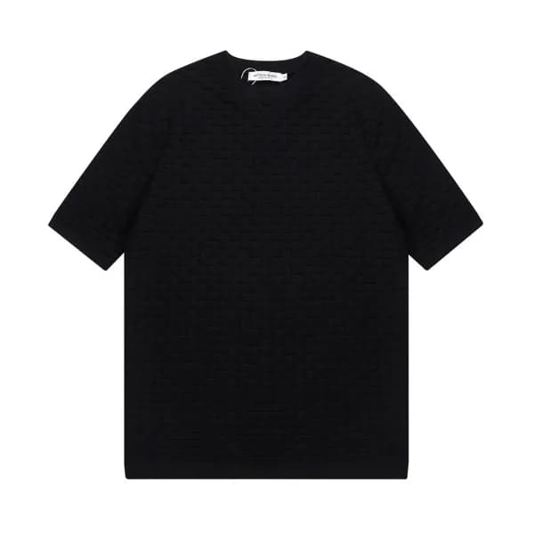 보테가 남자 크루넥 블랙 반팔티 - Unisex Black Tshirts - bot0217… - 1