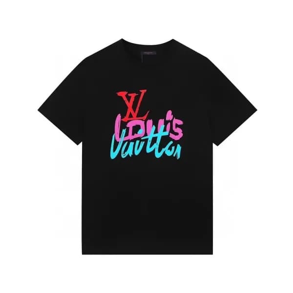 루이비통 남성 크루넥 블랙 반팔티 - Mens Black Tshirts - lou03994… - 1