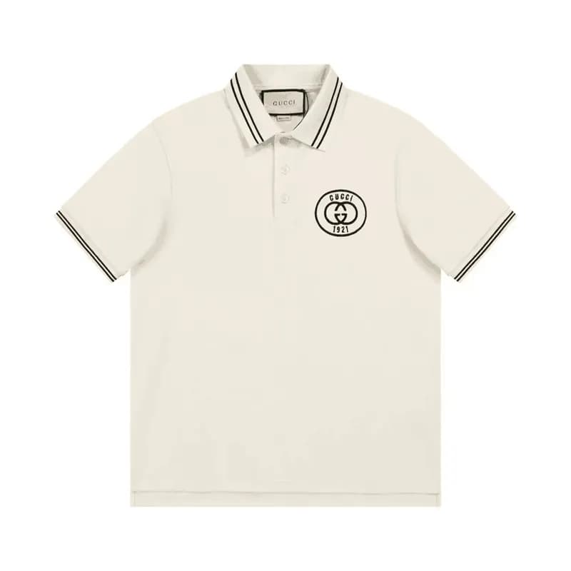 2023 구찌 남성 아이보리 폴로 반팔티 - Mens Ivory Tshirts - guc0… - 1