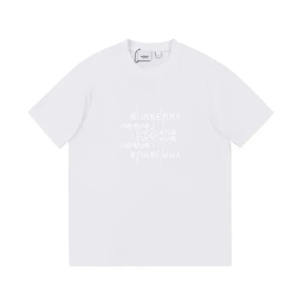 버버리 남성 화이트 크루넥 반팔티 - Mens White Tshirts - Bur04367… - 1