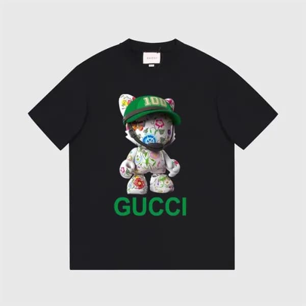 구찌 남/녀 블랙 크루넥 반팔티 - Unisex Black Tshirts - guc0499… - 1