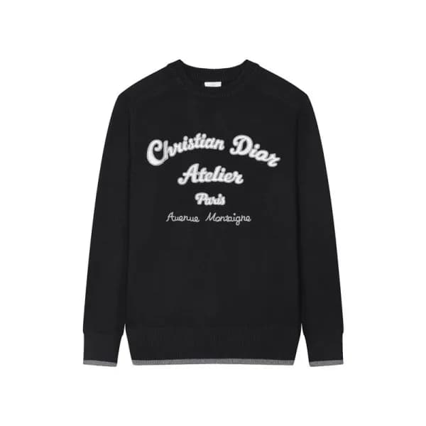디올 남성 블랙 크루넥 스웨터 - Mens Black Sweaters - dio02120x - 1