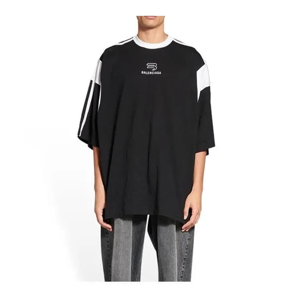 발렌시아가 남성 크루넥 블랙 반팔티 - Mens Black Tshirts - bal0168… - 1
