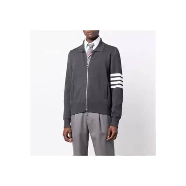 톰브라운 남성 그레이 집업 니트 - Thom Browne Mens Gray Knit - t… - 1