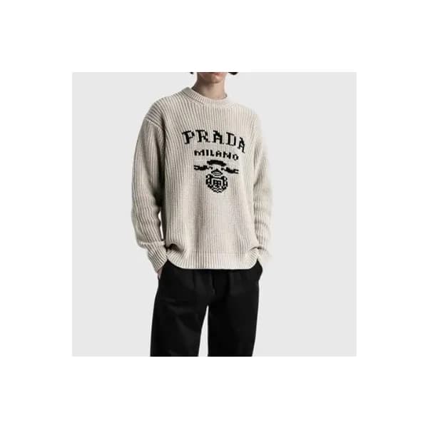 프라다 남성 크루넥 베이지 니트 - Prada Mens Beige Knits - pra02… - 1