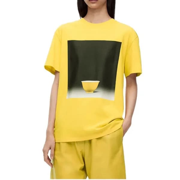 로에베 남/녀 이니셜 옐로우 반팔티 - Loewe Unisex Yellow Short sl… - 1