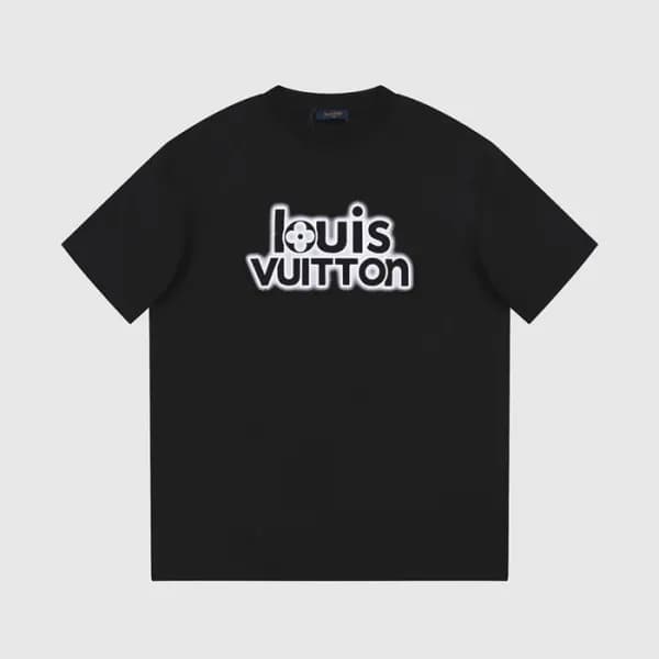 루이비통 남성 블랙 크루넥 반팔티 - Louis vuitton Mens Black Shor… - 1