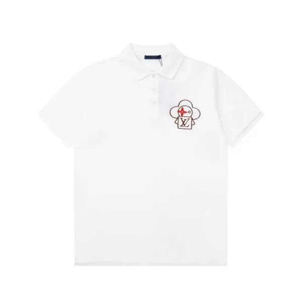 루이비통 남성 화이트 폴로 반팔티 - Louis vuitton Mens White Shor… - 1
