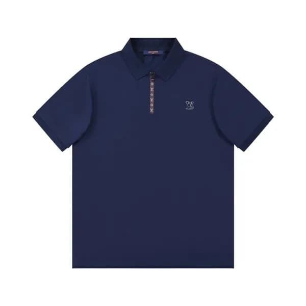 루이비통 남성 네이비 폴로 반팔티 - Louis vuitton Mens Navy Short… - 1