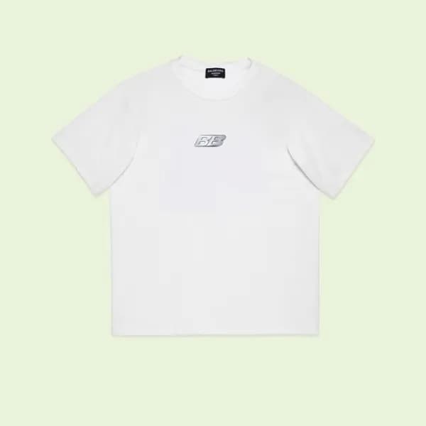 발렌시아가 남성 화이트 크루넥 반팔티 - Balenciaga Mens White Short… - 1