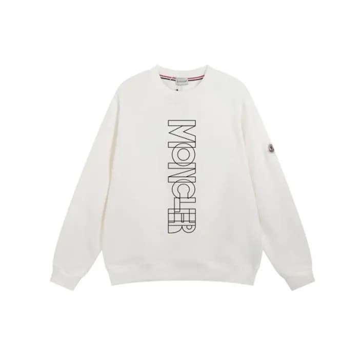 몽클레어 남성 화이트 크루넥 긴팔티 - Moncler Mens White Tshirts -… - 1