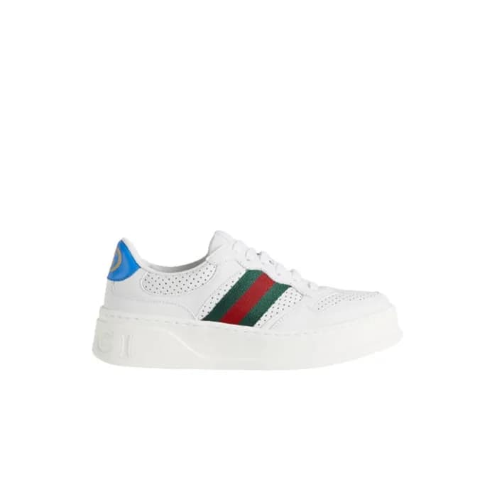 구찌 여성 화이트 레더 웹 디테일 스니커즈【매장-150만원대】 - Gucci Womens … - 1