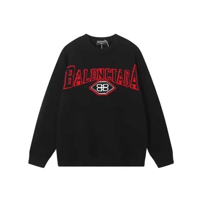 발렌시아가 남성 블랙 크루넥 니트 - Balenciaga Mens Black Knits -… - 1