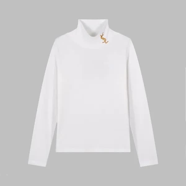 입생로랑 남성 화이트 터틀넥 긴팔티 - Saint laurent Mens White Tsh…