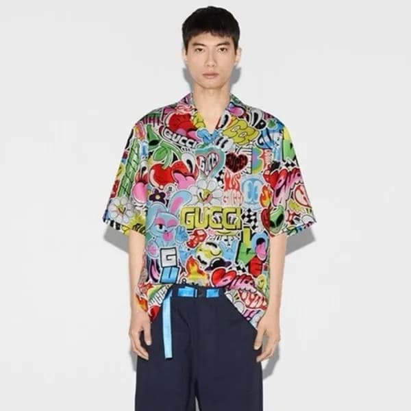 구찌 남성 레드 반팔 셔츠 - Gucci Mens Red Shirts - guc401x - 1
